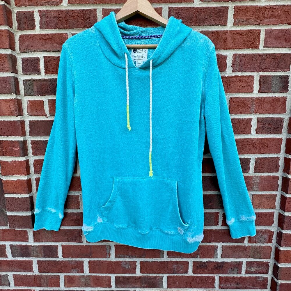 Billabong Pullover Hoodie Large Turquoise Distressed Soft Lightweight